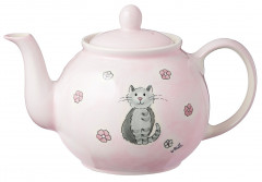 Hand Painted Teapot - Pink Cat