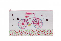 Pink Floral Bicycle Pencil Case