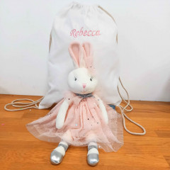 Ballet Bunny Soft toy in a personalised bag