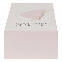 Pink Bird Baby Wooden Keepsake Box - Personalisable