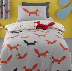 Cot Bed Duvet Cover Set 100% Cotton - Foxes