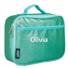 Personalsied green glitter lunch box