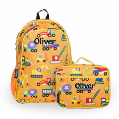 Children's Construction Backpack With Lunch Box - Personalisable