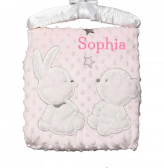 Pink baby blanket personalised