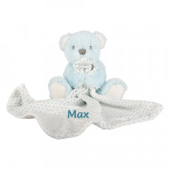 Personalised bear blankie with rattle