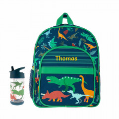 Dinosaur Toddler Backpack personalised with bottle