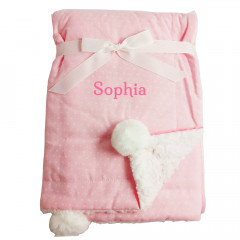 Personalised pink sherpa baby blanket