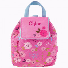 Children's Pink Flowers Quilted Backpack - Personalisable