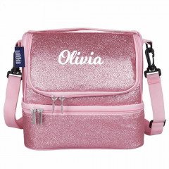 Pink Glitter Double Decker Lunch Box - Personalisable