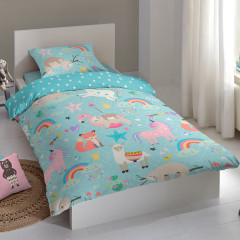 Blue unicorn 100% cotton bedding