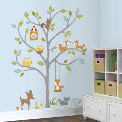 Girl's Woodland Fox & Friends Tree Wall Sticker