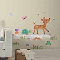 Nursery Wall Stickers - Baby Deer on Log