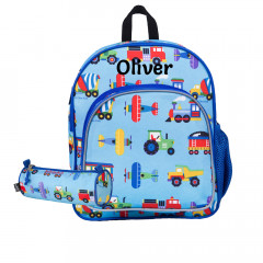 Transport Toddler Backpack With Pencil Case - Personalisable