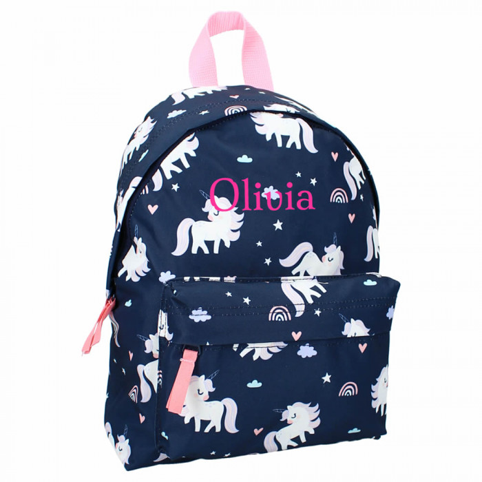 Navy Unicorns Toddler Backpack - Personalisable